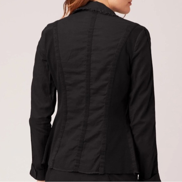 XCVI Wearables Raw Edge Poplin Lightweight Safari Jacket Black Small - Picture 3 of 8